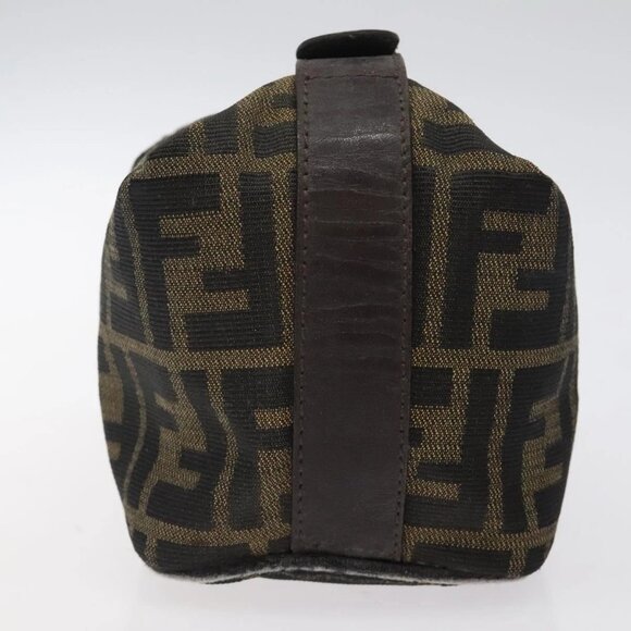 FENDI Zucca Canvas Hand Pouch BagBlack Brown Silver Auth ar13639 - Picture 6 of 16